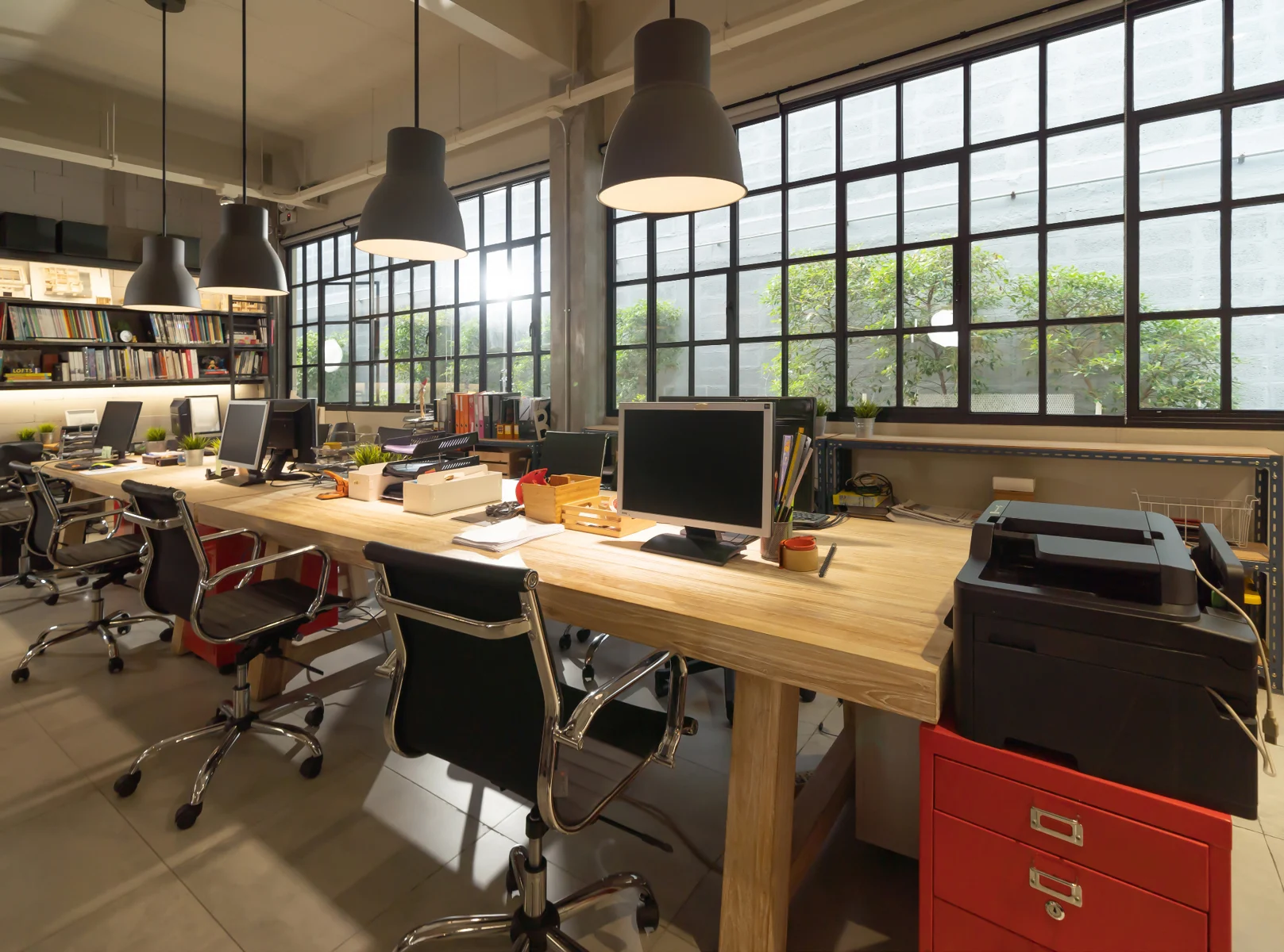 Bright open-plan office with workstations
