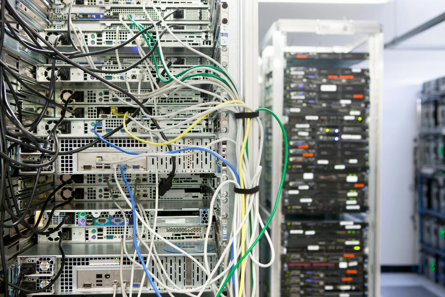 Server cabinet with network cabling